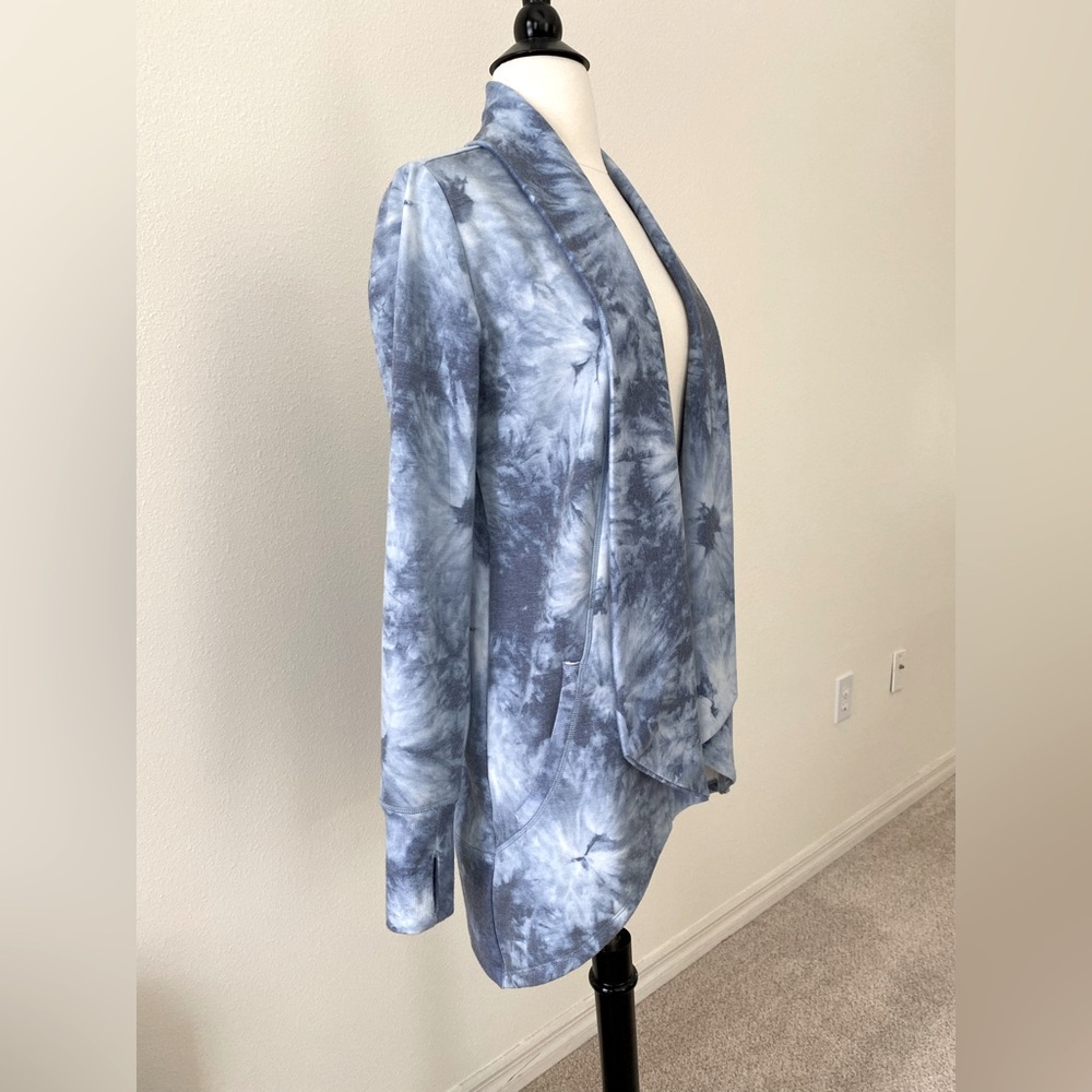 90 Degrees by Reflex, Blue Tie-Dye Open Front Cardigan, Sz. S - Picture 5 of 7